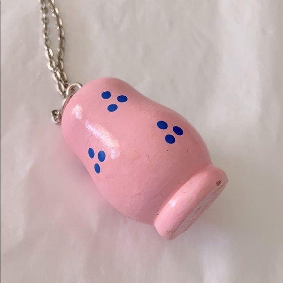 VINTAGE Babushka doll wooden pendant necklace (Y2k Deadstock ) - Picture 4 of 8